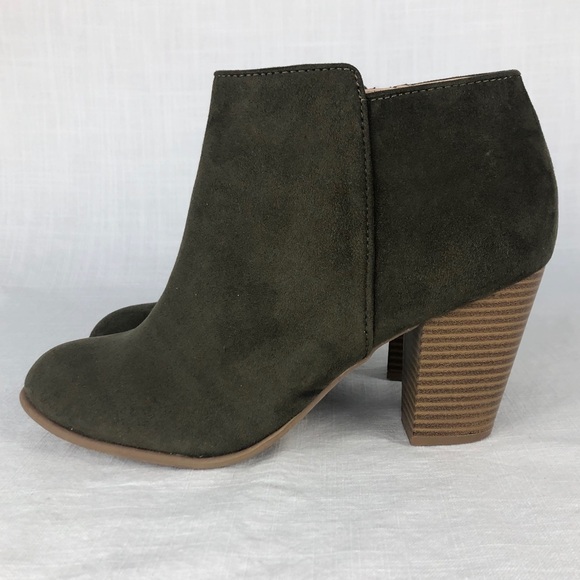 Old Navy | Olive Suede Ankle Bootie Sz 10 - Picture 3 of 8